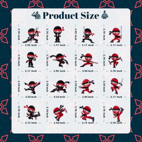 16 Pcs Ninja Iron on Patches Cartoon Sew On Embroidered Karate Patch for Clothes Backpacks Trucker Hats Pants Jeans Super Cute Ninja Themed Birthday Party Favors,Gifts in Saudi Arabia