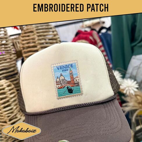 Venice Italy Stamp 3 Inches Iron On/Sew On Embroidered Applique Patch, Traveling Embroidery Patches, DIY Accessories for Backpacks, Army Vests, Bags Hats Clothes, Gifts for Travel Lovers in Kuwait