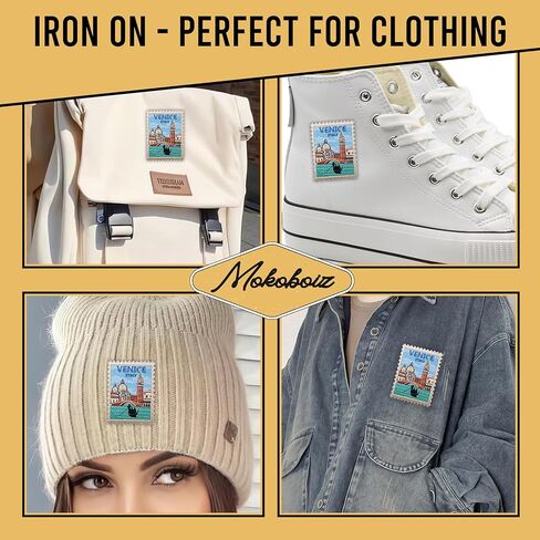 Venice Italy Stamp 3 Inches Iron On/Sew On Embroidered Applique Patch, Traveling Embroidery Patches, DIY Accessories for Backpacks, Army Vests, Bags Hats Clothes, Gifts for Travel Lovers in Kuwait