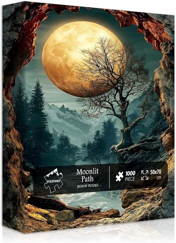 PICKFORU Nature Puzzles for Adults 1000 Pieces, Fantasy Forest Landscape Puzzles Moon Plant Tree, Mountain Scenic Challenge Jigsaw Puzzle in Saudi Arabia