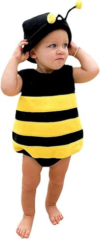 MERSARIPHY Infant Baby Outfits Girl Boy Cartoon Bees Romper Baby Halloween Costumes Fall Clothes with Hat in Saudi Arabia