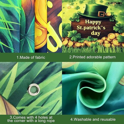 Happy St Patrick's Day Banner - 72x44 Inch | St Patricks Day Backdrop for Photography | St Patricks Day Decorations Banners | Shamrock Decorations | St Patricks Day Decor Banner wall poster in Saudi Arabia