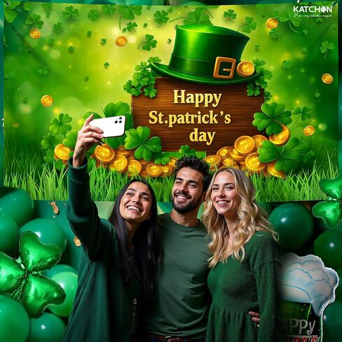 Happy St Patrick's Day Banner - 72x44 Inch | St Patricks Day Backdrop for Photography | St Patricks Day Decorations Banners | Shamrock Decorations | St Patricks Day Decor Banner wall poster in Saudi Arabia