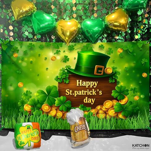 Happy St Patrick's Day Banner - 72x44 Inch | St Patricks Day Backdrop for Photography | St Patricks Day Decorations Banners | Shamrock Decorations | St Patricks Day Decor Banner wall poster in Saudi Arabia