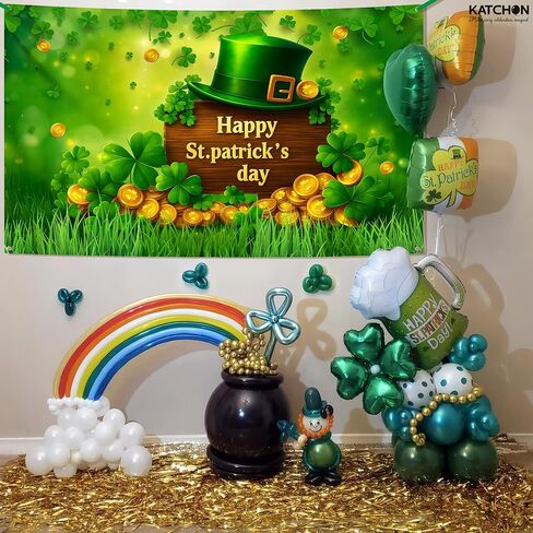 Happy St Patrick's Day Banner - 72x44 Inch | St Patricks Day Backdrop for Photography | St Patricks Day Decorations Banners | Shamrock Decorations | St Patricks Day Decor Banner wall poster in Saudi Arabia