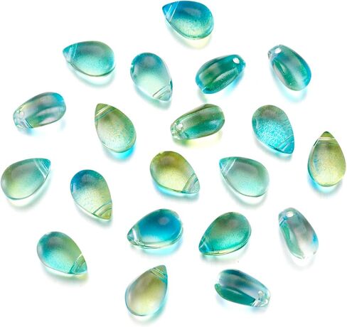 200Pcs Teardrop Crystal Beads Water Drop Crystal Glass Beads Light Green Transparent Loose Bead for DIY Crafts Earring Jewelry Making Costume Embellishments, 9x6x5mm in Saudi Arabia