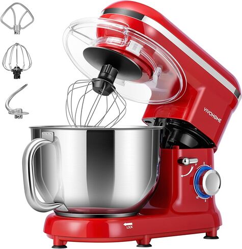 VIVOHOME Stand Mixer, 6-Quart Tilt-Head Kitchen Mixer with Bowl, Black | 10 Speeds, Dough Hook, Beater, Whisk, Splash Guard, Egg Separator, for Cake & Bread in Saudi Arabia