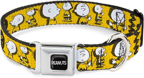Peanuts Worldwide LLC طوق الحيوانات الأليفة، مشبك حزام أمان معدني لطوق الكلب، وضعيات الفول السوداني I Am Charlie Brown وشريط متعرج أصفر، من 16 إلى 23 بوصة بعرض 1.5 بوصة in Saudi Arabia