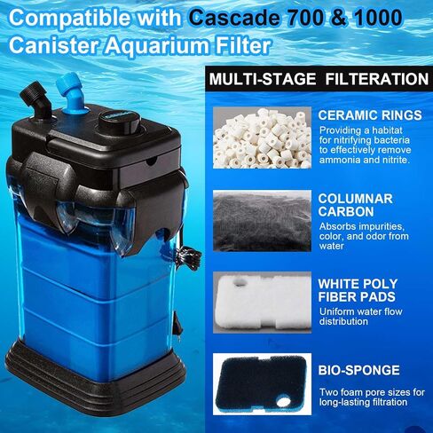 30 حزمة من وسائط مرشح حوض السمك البديلة المتوافقة مع مرشح Cascade 700/1000 CCF2UL CCF3UL، مرشحات الإسفنج الحيوي، وسادات الخيط الأبيض، الكربون المنشط، حلقات السيراميك، أكياس شبكية، شحم in Kuwait
