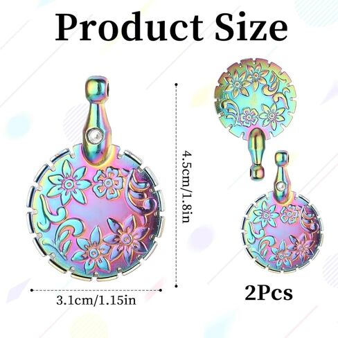2 PCS Yarn Cutter Pendants Thread Cutter Pendants, Vintage Metal Yarn Cutters Thread Snips Round Floral Design Craft Cutting Tools Sewing Scissors for DIY Sewing and Knitting (Dazzle Color) in Saudi Arabia