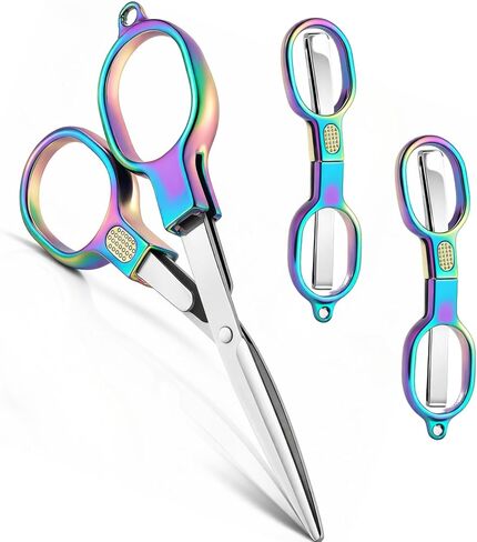 مقص قابل للطي، 3 قطع مقص صغير محمول من الفولاذ المقاوم للصدأ للسفر والخياطة والمكتب (اللون) in Kuwait