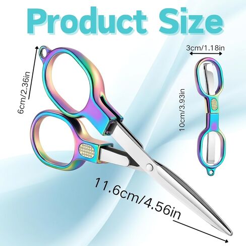 مقص قابل للطي، 3 قطع مقص صغير محمول من الفولاذ المقاوم للصدأ للسفر والخياطة والمكتب (اللون) in Kuwait