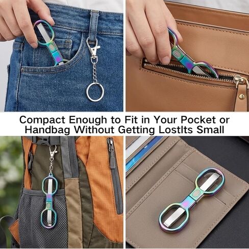 مقص قابل للطي، 3 قطع مقص صغير محمول من الفولاذ المقاوم للصدأ للسفر والخياطة والمكتب (اللون) in Kuwait