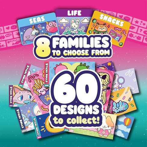 Sticki Rolls Jumbo Stickies، ملصقات رقائق معدنية عملاقة قابلة لإعادة اللصق، تصميمات Kawaii فريدة من نوعها، ديكور حائط قابل للتجميع للأطفال من سن 5 سنوات فما فوق in Kuwait