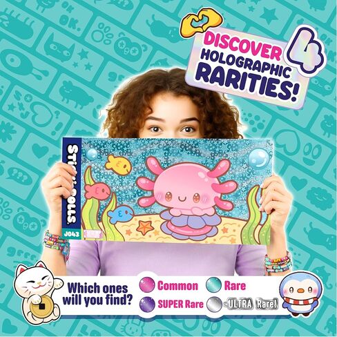 Sticki Rolls Jumbo Stickies، ملصقات رقائق معدنية عملاقة قابلة لإعادة اللصق، تصميمات Kawaii فريدة من نوعها، ديكور حائط قابل للتجميع للأطفال من سن 5 سنوات فما فوق in Kuwait