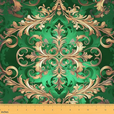 Erosebridal Red Damask Fabric by The Yard, Bohemian Vintage Florals Upholstery, Exotic Aztec Waterproof Indoor Outdoor Decorative Fabric, Elegant Luxury Golden Red, 1 Yard in Saudi Arabia