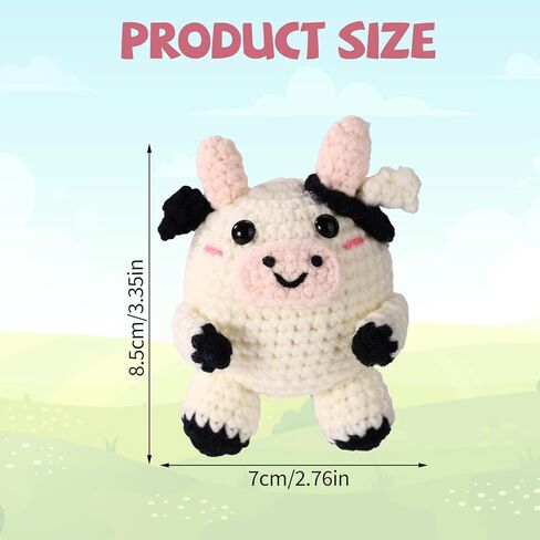 Mini Crochet Cow, Adorable Handmade Knitted Toy Inspirational Cow Funny Positive Support Animal Doll Suitable for Coworker Friends Women Christmas Birthday Gifts Bag Keychain Decor in Saudi Arabia