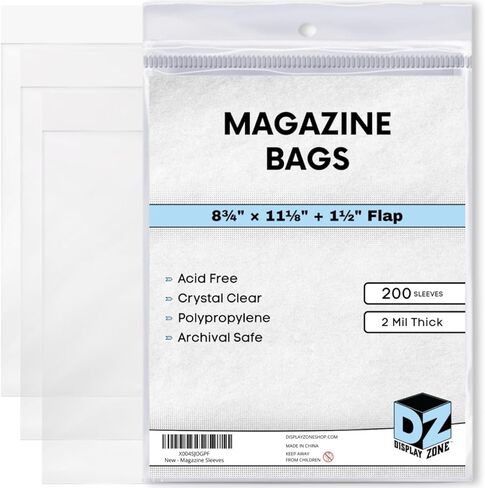 Magazine Bags 8-3/4" X 11-1/8" - 200 Pack Acid-Free Polypropylene Plastic Sleeves - Crystal Clear Protection for Your Magazines - Archival Storage Covers for Collectors in Saudi Arabia