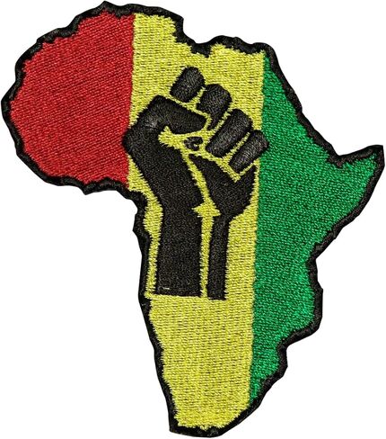 African Pride Pan African Unity Embroidered Patch, Red, Yellow, Green, Black, Iron on Applique, Africa Continent Shape in Saudi Arabia