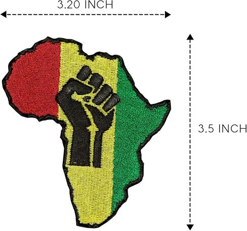 African Pride Pan African Unity Embroidered Patch, Red, Yellow, Green, Black, Iron on Applique, Africa Continent Shape in Saudi Arabia