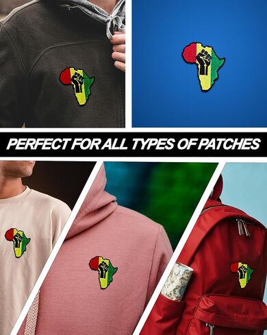 African Pride Pan African Unity Embroidered Patch, Red, Yellow, Green, Black, Iron on Applique, Africa Continent Shape in Saudi Arabia