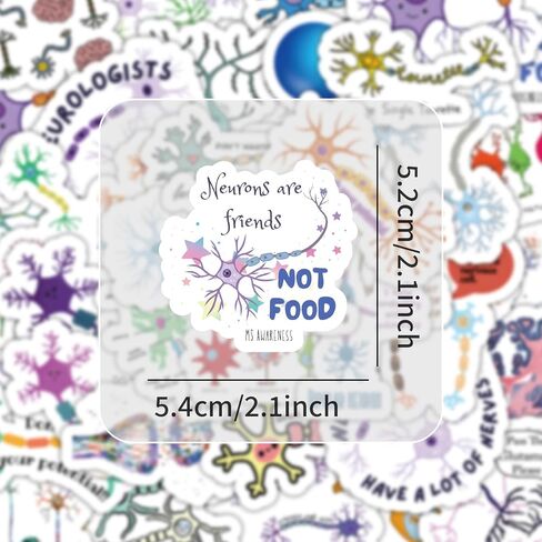 54 Pcs Neuron Stickers, Science Brain Cell Themed Stickers with Sizes 1.3-3 Inches, Waterproof Vinyl Stickers for Laptop Water Bottle Notebook, Educational Sticker for Science Lovers Kids Adults in Kuwait
