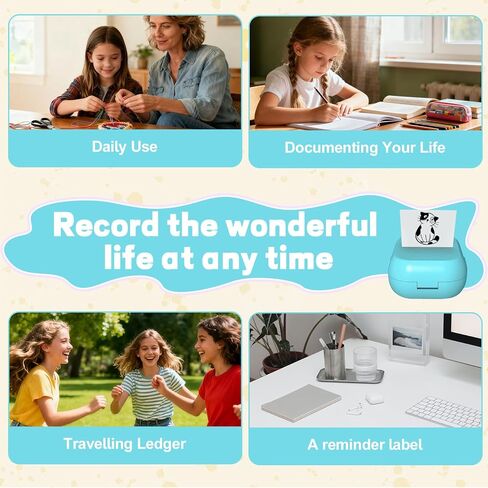 15 لفة من صانع الملصقات القابلة لإعادة التعبئة المتوافقة مع Hello Blink - ورق لاصق أبيض للملصقات المخصصة، يتضمن 4 لفات ملصقات ملونة، ورق حراري للكاميرا الفورية للأطفال (15) in Kuwait