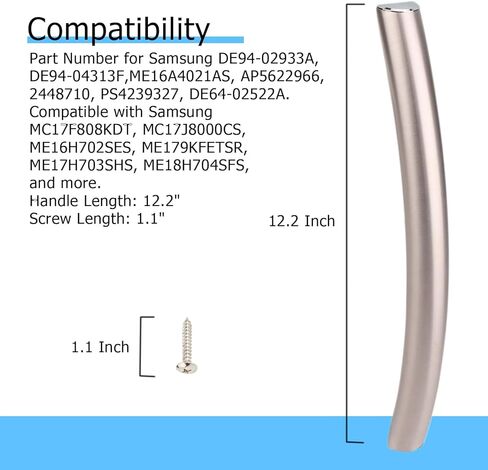Microwave Handle DE94-02933A Compatible with Samsung Microwave Door Handle Replacement Parts with 2 Screws ME16A4021AS ME21R7051SS ME17R7021ES in Saudi Arabia