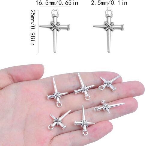 50pcs Antique Silver Jesus Cross Charms Alloy Religious Cross Crucifix Pendants Crucify Dangle Charms for DIY Necklace Bracelet Keychains Jewelry Making Crafting in Saudi Arabia