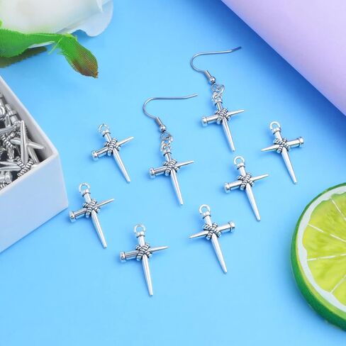 50pcs Antique Silver Jesus Cross Charms Alloy Religious Cross Crucifix Pendants Crucify Dangle Charms for DIY Necklace Bracelet Keychains Jewelry Making Crafting in Saudi Arabia