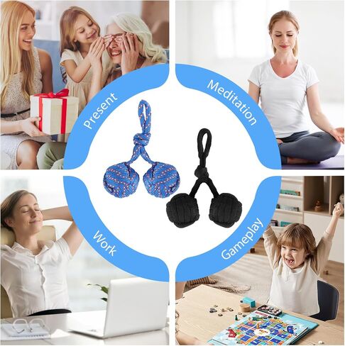 2PC Adult Fidget Beads Skill Set, with Black and Blue Options - Parachute Cord and Steel Beads Handmade Fidget, Portable EDC Leisure, Ideal for Stress Relief and Skill Building in Kuwait