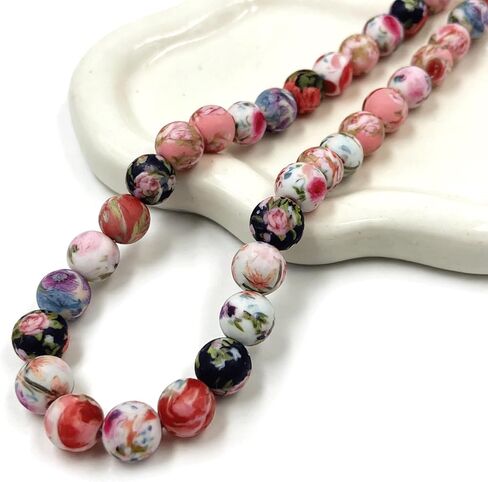 42PCS Floral Pattern Silicone Beads, Colorful Round Focal Bead, 0.59 Inch Loose Spacer Beads Bulk for Jewelry Making Bracelets Necklaces Earrings Keychains Pendant & DIY Crafts Supplies in Saudi Arabia