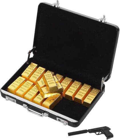 نموذج حقيبة مصغرة مع 18 قطعة من سبائك الذهب المزيفة ملحقات بيت الدمى مجموعة ألعاب الأمتعة الصغيرة DIY للمناظر الطبيعية الصغيرة وتزيين الدمية in Kuwait