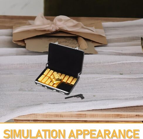 نموذج حقيبة مصغرة مع 18 قطعة من سبائك الذهب المزيفة ملحقات بيت الدمى مجموعة ألعاب الأمتعة الصغيرة DIY للمناظر الطبيعية الصغيرة وتزيين الدمية in Kuwait