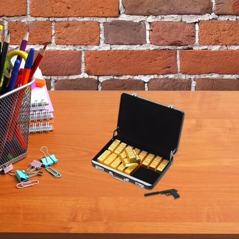 نموذج حقيبة مصغرة مع 18 قطعة من سبائك الذهب المزيفة ملحقات بيت الدمى مجموعة ألعاب الأمتعة الصغيرة DIY للمناظر الطبيعية الصغيرة وتزيين الدمية in Kuwait