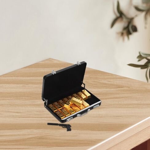 نموذج حقيبة مصغرة مع 18 قطعة من سبائك الذهب المزيفة ملحقات بيت الدمى مجموعة ألعاب الأمتعة الصغيرة DIY للمناظر الطبيعية الصغيرة وتزيين الدمية in Kuwait