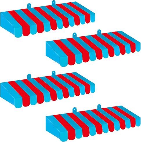 Boao 4 حزمة الأزرق والأبيض المظلة الديكور 3D شريط من الورق المقوى المظلة كرنفال جدار ديكور السيرك حزب تفضل لعصير الليمون مخبز الآيس كريم شاحنة لوحة الإعلانات الديكور in Kuwait