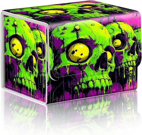 Trading Card Storage Box, Holds 100+ for MTG Cards, Premium PU Leather with Magnetic Closure, Green Skull Durable Deck Box for Magic the Gathering, Trading Card Games in Saudi Arabia
