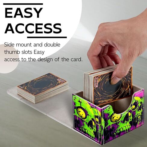 Trading Card Storage Box, Holds 100+ for MTG Cards, Premium PU Leather with Magnetic Closure, Green Skull Durable Deck Box for Magic the Gathering, Trading Card Games in Saudi Arabia