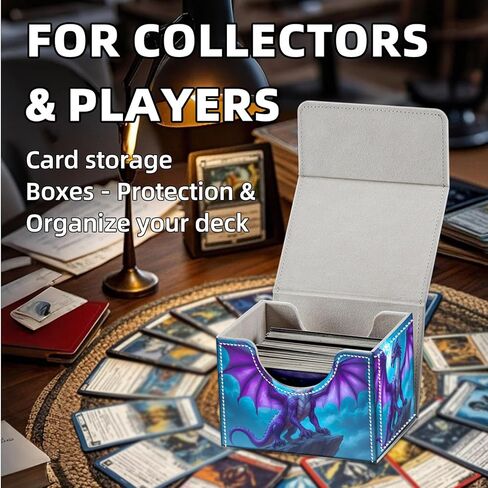 Trading Card Storage Box, Holds 100+ for MTG Cards, Premium PU Leather with Magnetic Closure, Green Skull Durable Deck Box for Magic the Gathering, Trading Card Games in Saudi Arabia