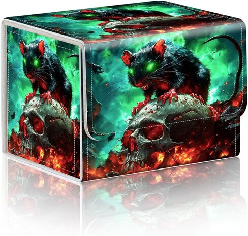 Trading Card Storage Box, Holds 100+ for MTG Cards, Premium PU Leather with Magnetic Closure, Green Skull Durable Deck Box for Magic the Gathering, Trading Card Games in Saudi Arabia