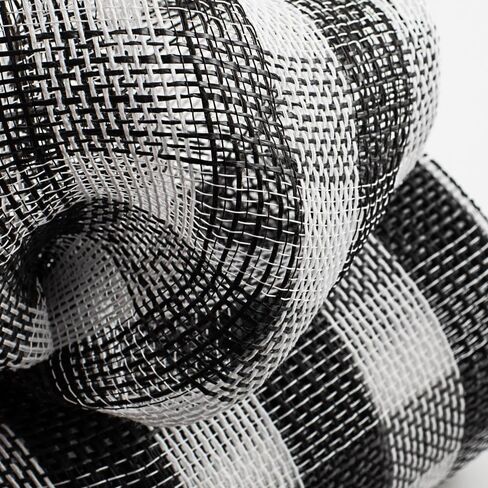 Craig Bachman 10.5" Faux Jute Check Mesh: Black & White (10 Yards) - Floral Arrangement, Fabric Craft Mesh Edge Ribbon in Saudi Arabia