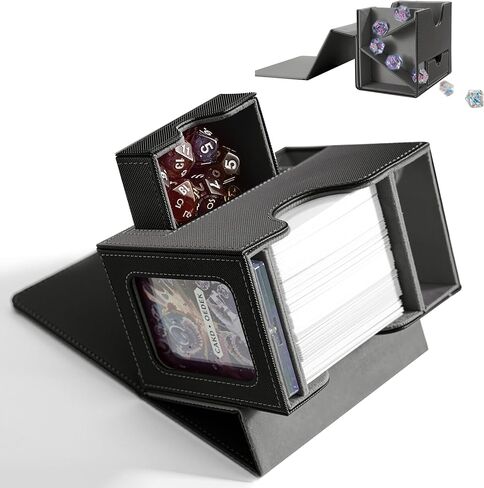 MTG Deck Box for Commander with Dice Tray - Card Deck Box Fits 100 Double-Sleeved Cards & 35PT Card Brick with Commander Display & Magnetic Holder for TCG/CCG Games-Black/Purple in Saudi Arabia