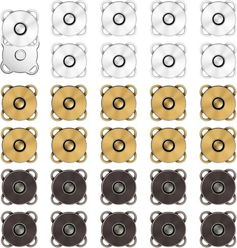 30 Sets Magnetic Plum Snap Buttons 14mm Magnetic Snaps Closures Sewing on Metal Snap Buttons for DIY Crafts, Wallets, Handbags, Clothing, Leather Goods (Silver, Dark Gray, Bronze) in Saudi Arabia