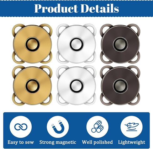 30 Sets Magnetic Plum Snap Buttons 14mm Magnetic Snaps Closures Sewing on Metal Snap Buttons for DIY Crafts, Wallets, Handbags, Clothing, Leather Goods (Silver, Dark Gray, Bronze) in Saudi Arabia