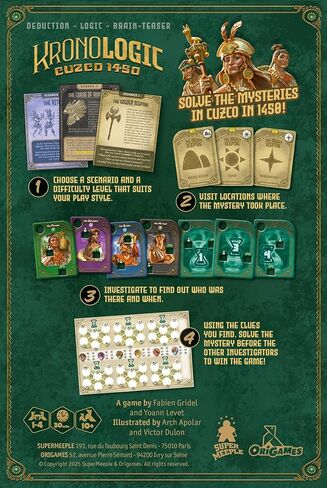 Kronologic: Cuzco 1450 | Mystery Detective Game for Kids, Teens & Adults | Solve The Unexplained Mysteries Plaguing 1450s Peru | Competitive or Solo Deductive Game | Ages 10+ | 1-4 Players | 30 Min in Saudi Arabia