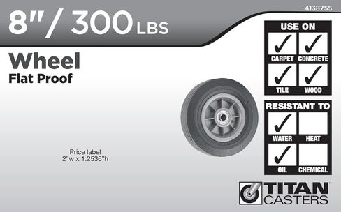 Titan 10" Flat-Proof Solid Rubber Wheel, 300-lb. capacity, Black in Kuwait