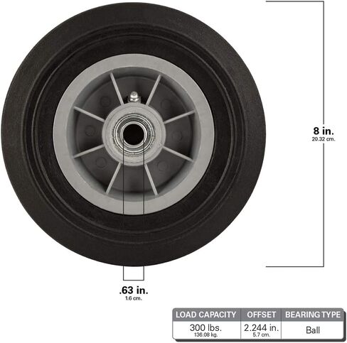 Titan 10" Flat-Proof Solid Rubber Wheel, 300-lb. capacity, Black in Kuwait
