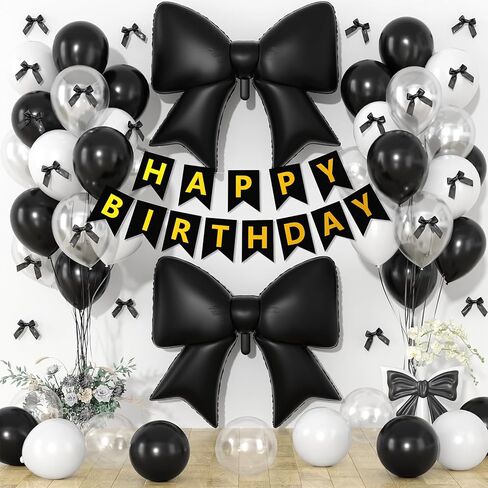 Red Bow Birthday Decorations, Red Happy Birthday Banner with Satin Ribbon Mini Bows Decor, Bow Foil Balloons and Red White Clear Balloon for Girls Women Birthday Baby Shower Bows Theme Party Supplies in Saudi Arabia