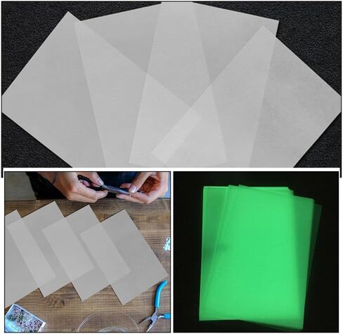 6 قطع من أوراق SEWACC المتوهجة في الظلام المنكمشة بالحرارة، أوراق حرفية لامعة قابلة للانكماش مقاس 7.86 × 5.70 بوصة، ورق منكمش بلاستيكي للفنون والحرف اليدوية in Kuwait